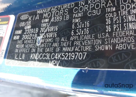 2019 Kia Niro Ex z USA, uszkodzony, nr VIN KNDCC3LC4K5219707